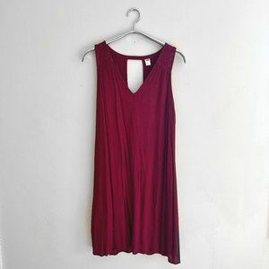 Burgundy Keyhole Cutout Oversized Dress